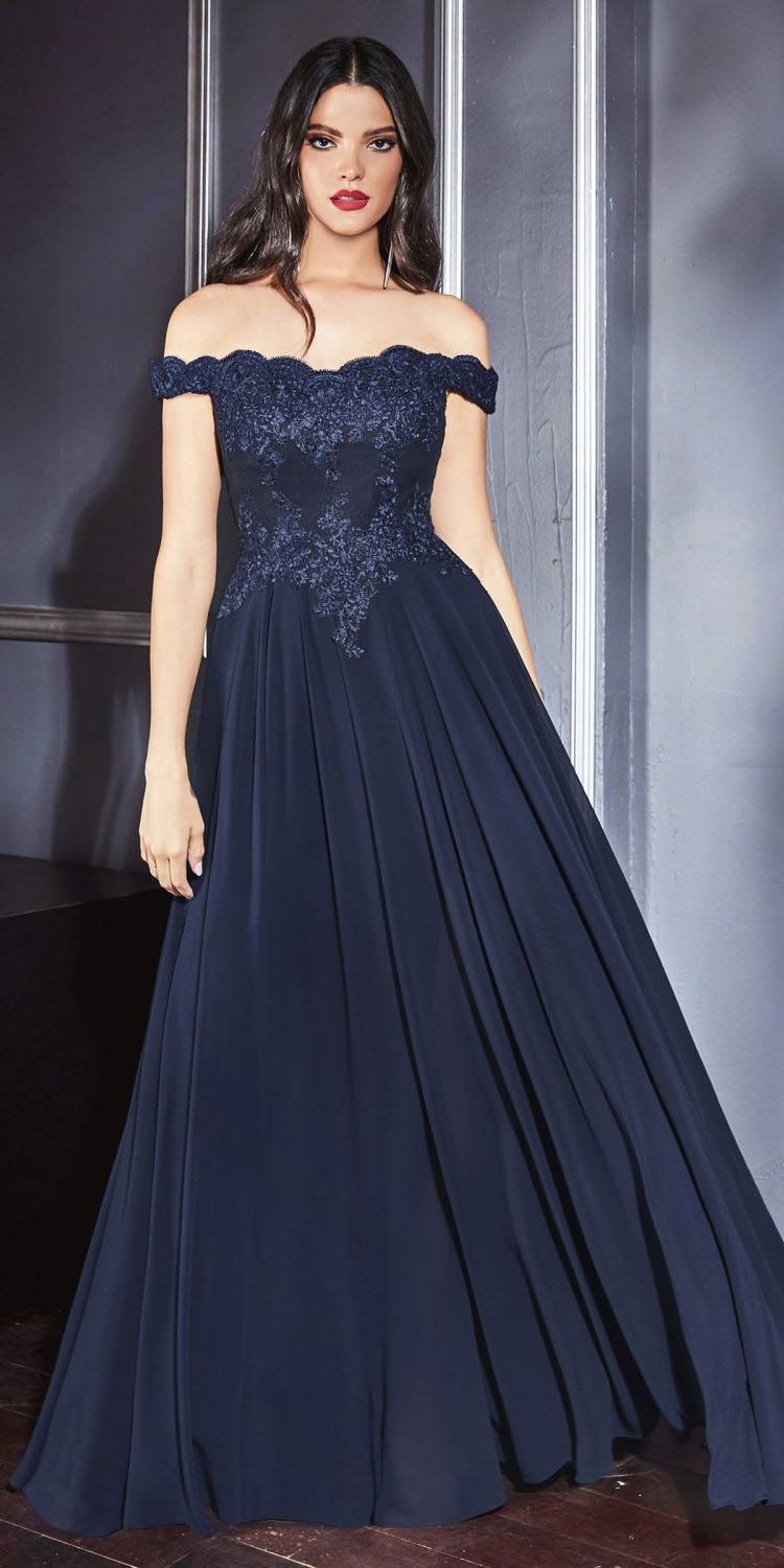 Cinderella Divine 7258W Off The Shoulder Long  Gown