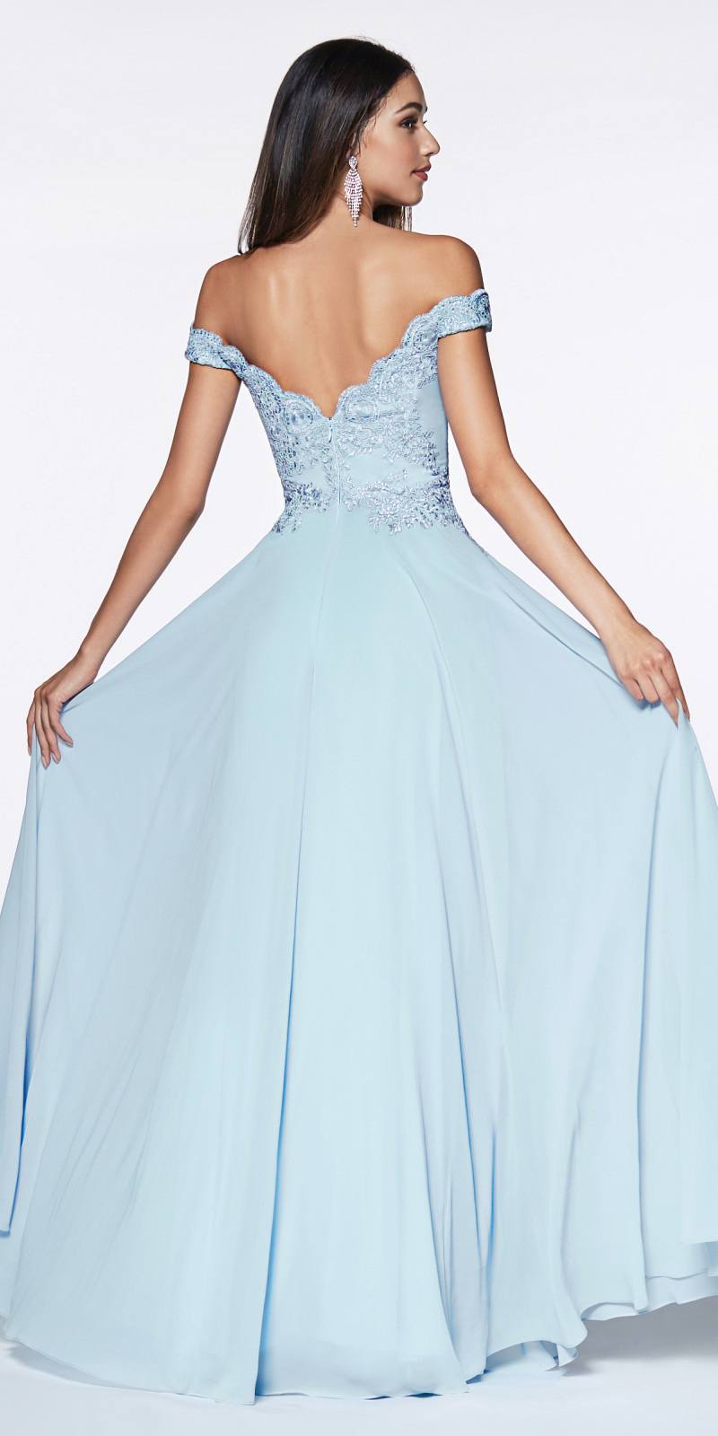 Cinderella Divine 7258W Off The Shoulder Long  Gown
