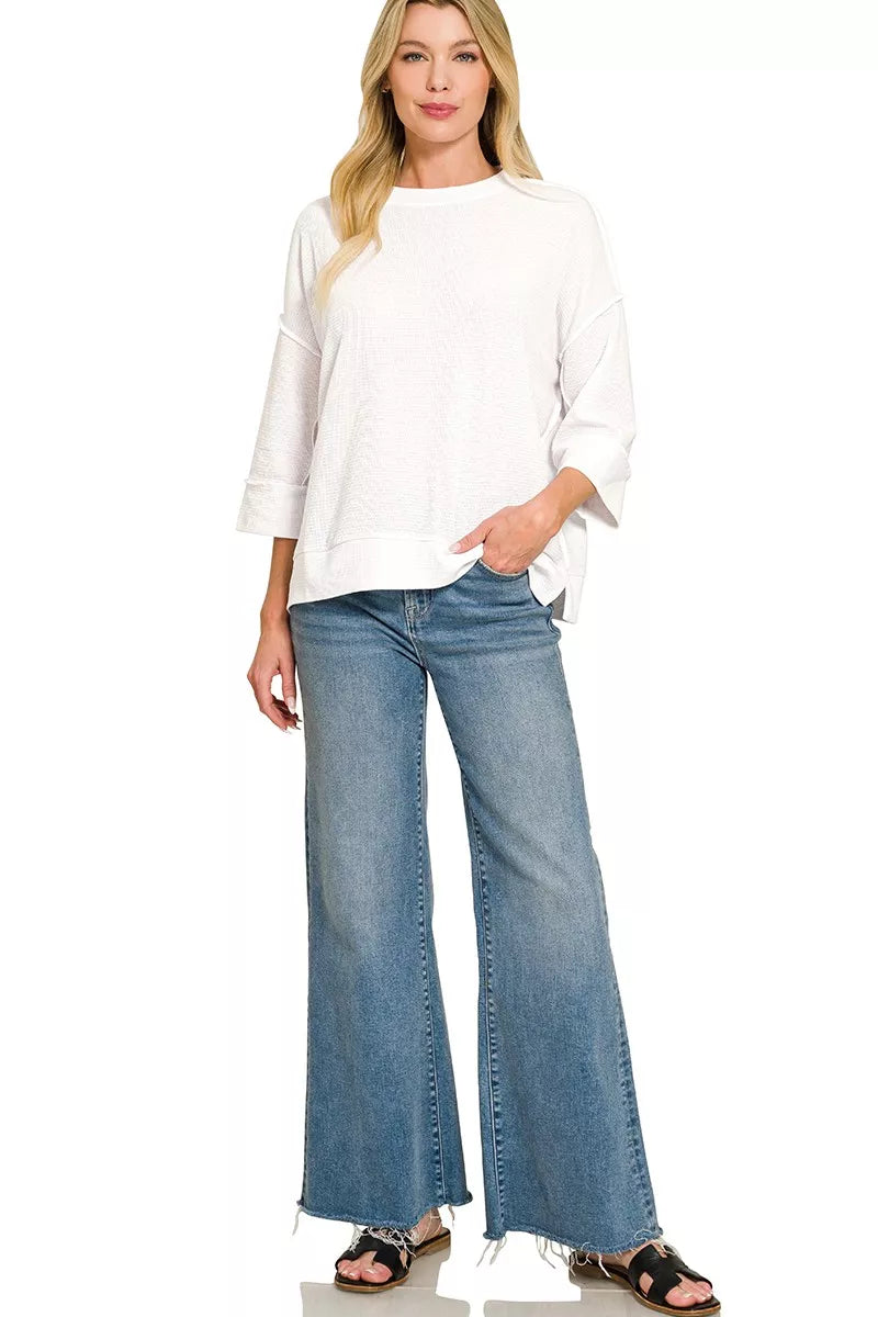 Zenana Double Knit 3/4 Sleeve Top