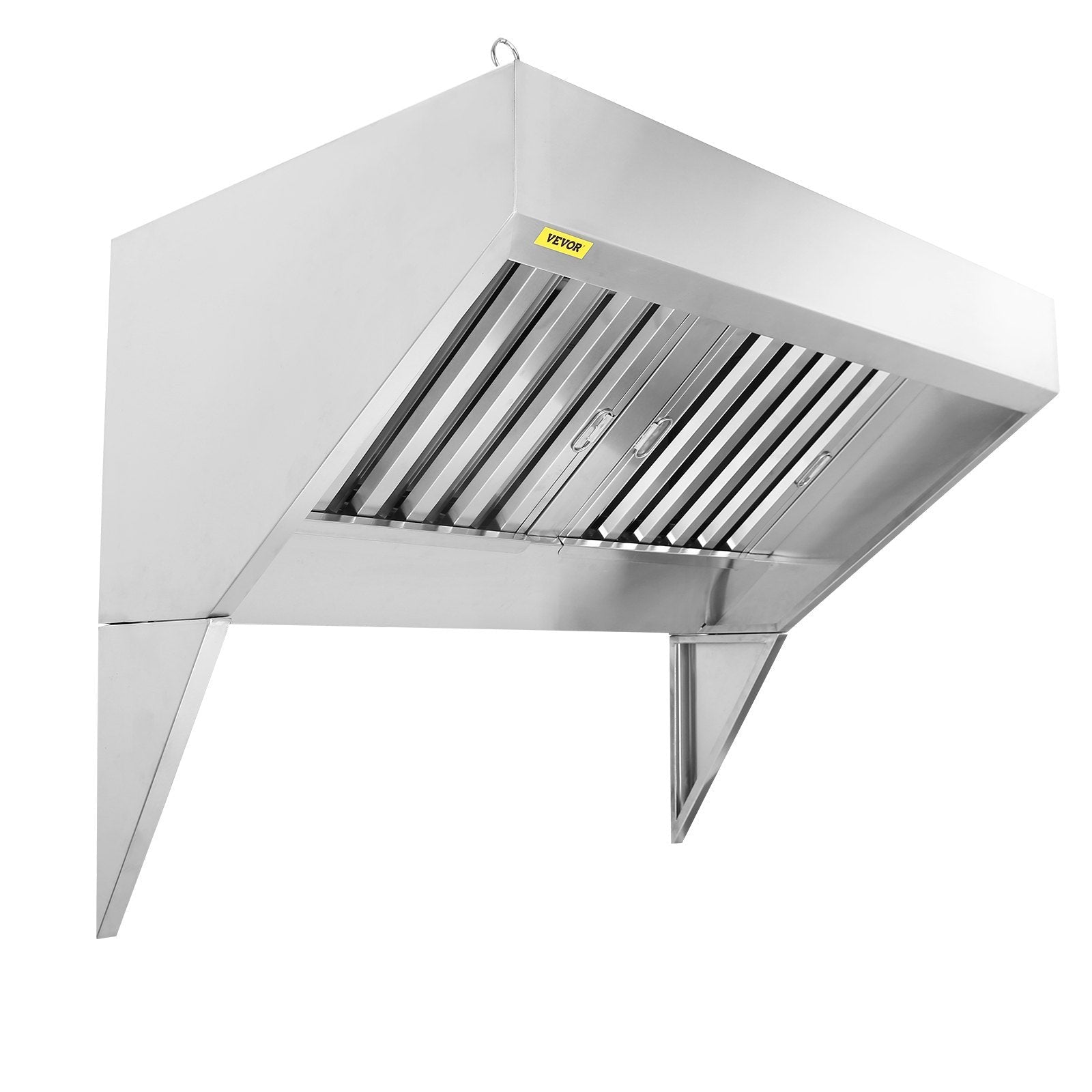 Commercial Exhaust Hood, 5FT Food Truck Hood Exhaust, 201 Stainless Steel Concession Trailer Hood with 2 Detachable U-shaped Grid Oil Filter Mesh, Rust Resistant Vent Hood for Kitchen Restaurant