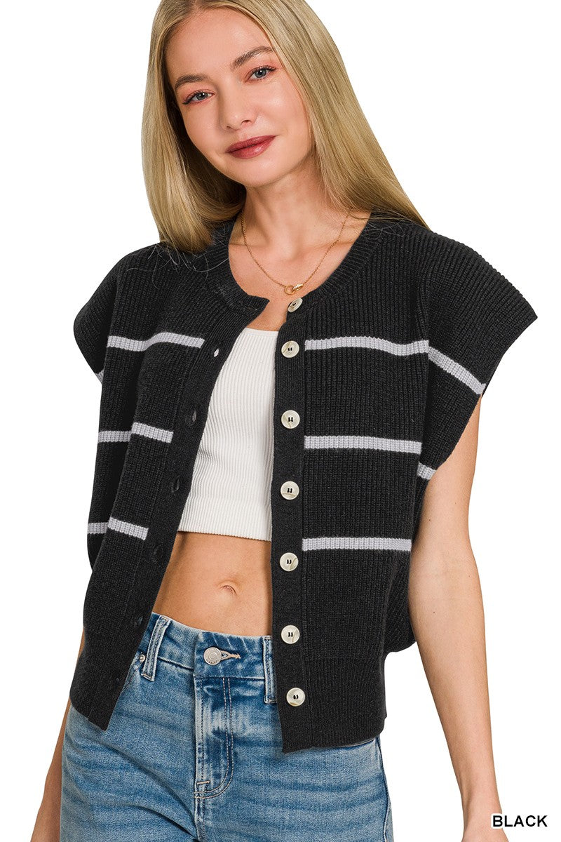 Zenana Striped Viscose Sweater Vest