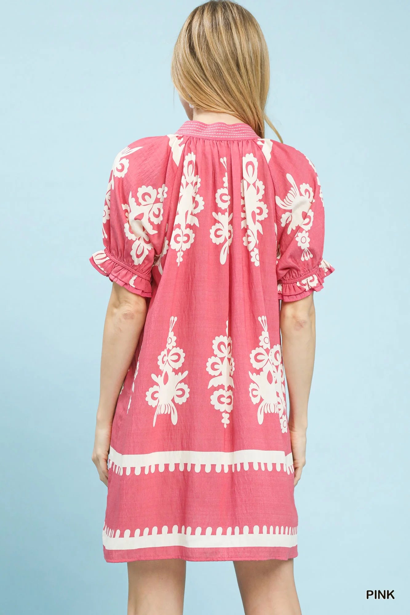 Umgee Two Tone Border Print Mini Dress