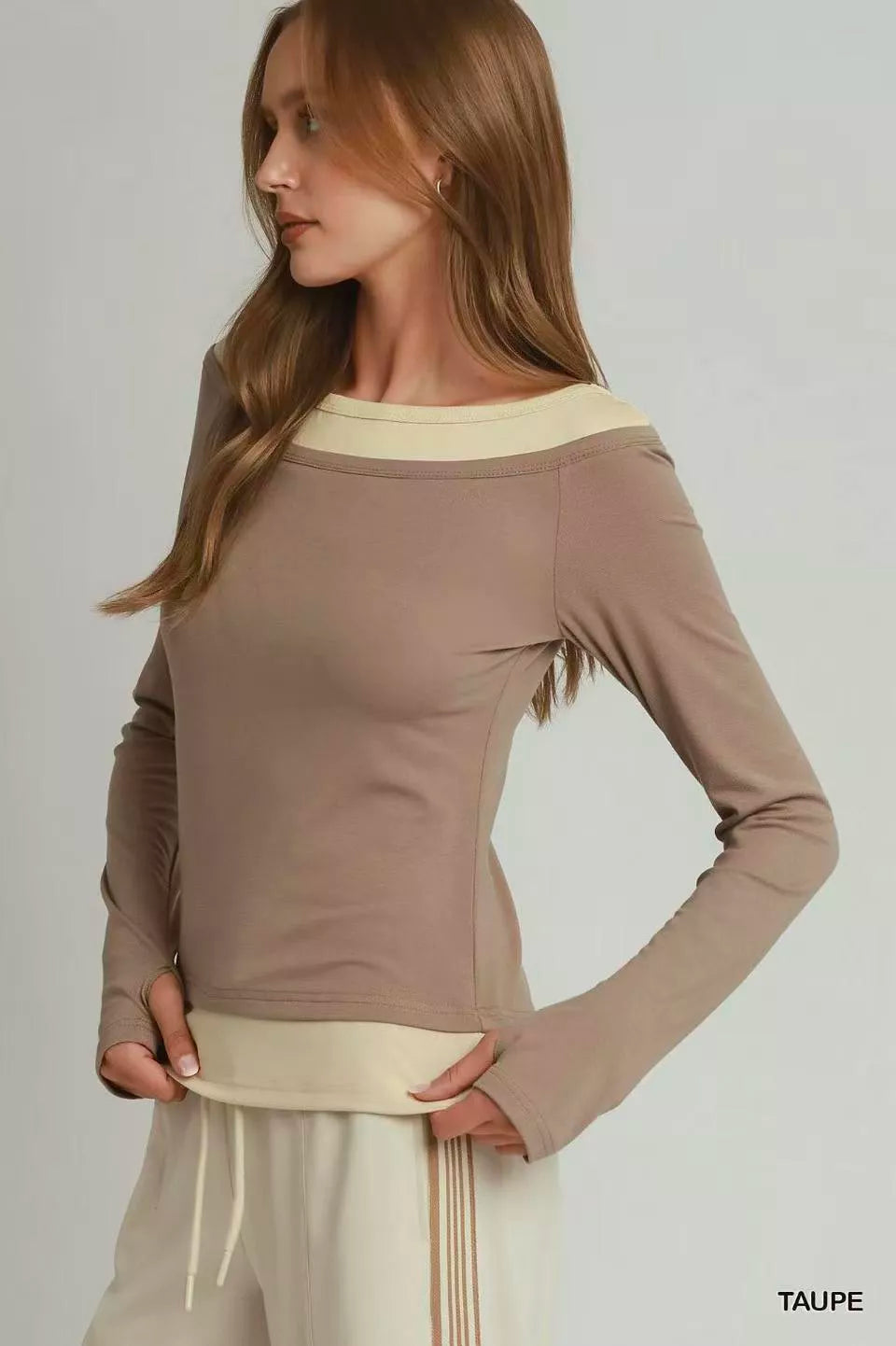 Umgee Layered Twofer Long Sleeve Top