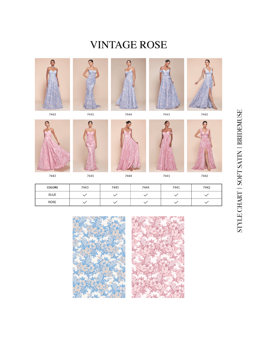 Ladivine 7445 Dress Strapless Floral Printed Fitted Soft Satin Dress