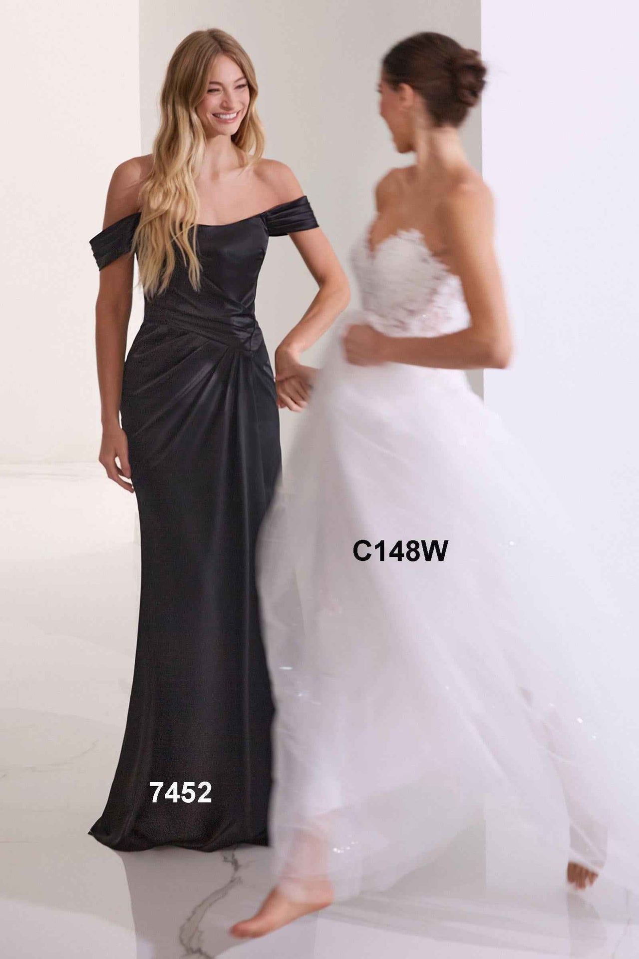 CLEARANCE - Ladivine 7452 Dress Off the Shoulder Sage Green Satin Gown (Size 10)