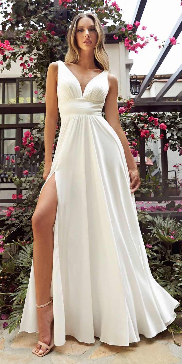Cinderella Divine 7469W Long Formal A-Line Satin Dress