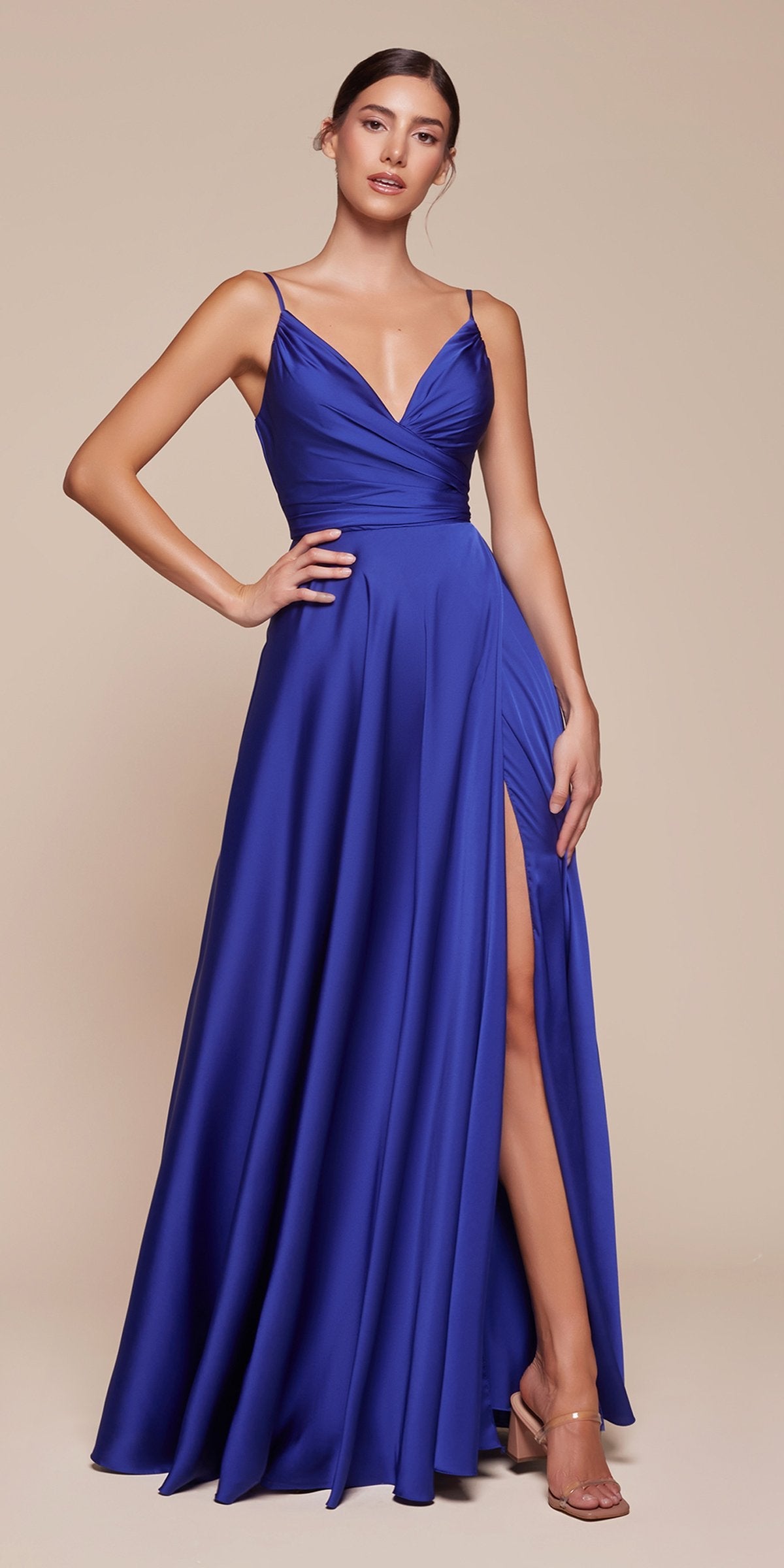 Cinderella Divine 7485C Sweetheart Neckline Soft Satin A-Line Formal Dress