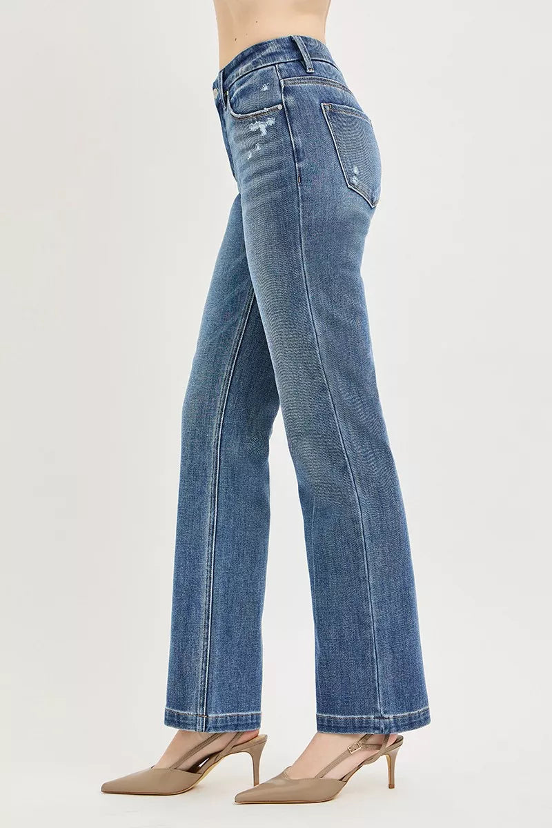 RISEN Tummy Control 4way Stretch Mid Rise Straight Crease Line