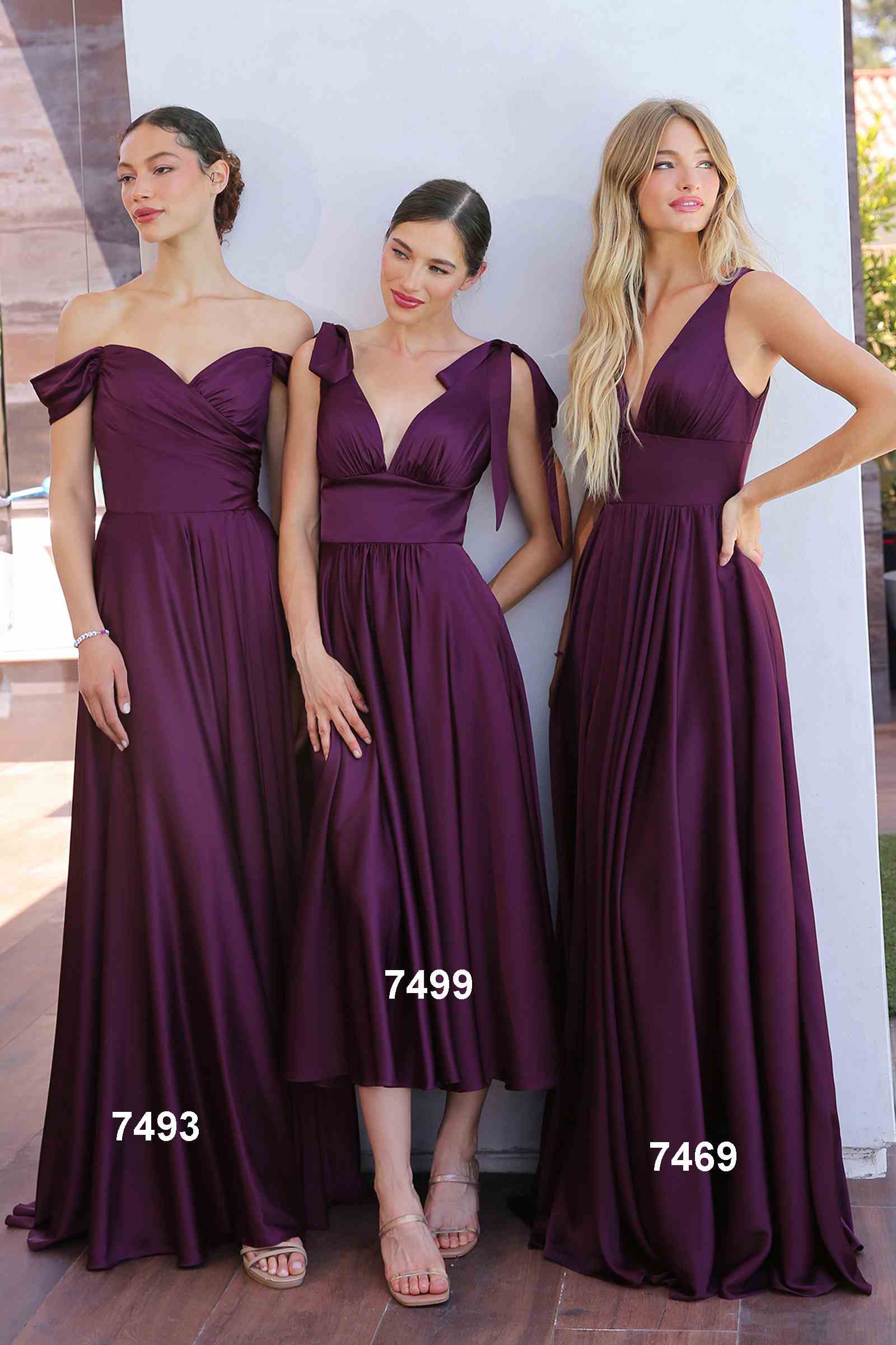 Cinderella Divine 7493C Long Plus Size A-Line Off the Shoulder Satin Dress