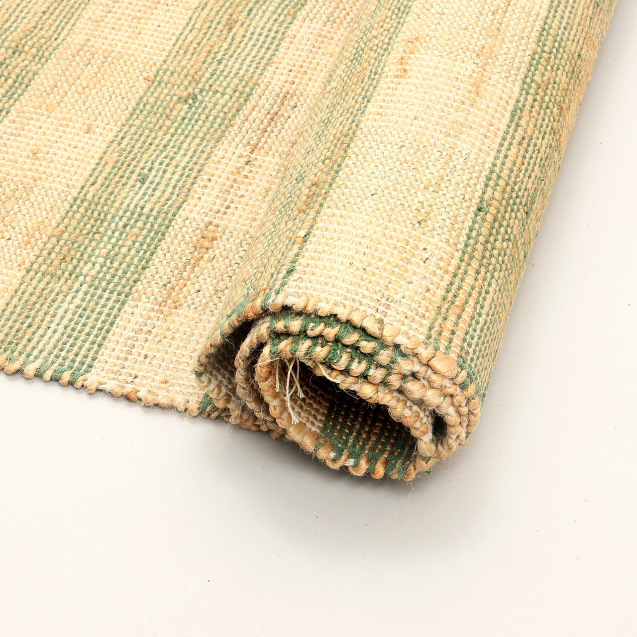 Area Rug, Jute Rug, Durable Green Plaid Rug, 8X10 ft