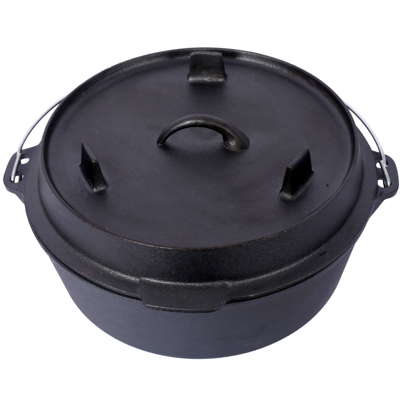 pre-Seasoned Cast Iron Dutch Oven With Skillet Lid, Outdoor Camping Deep Pot for Camping Fireplace Cooking BBQ Baking Campfire, Leg Base, 4.5 Quart