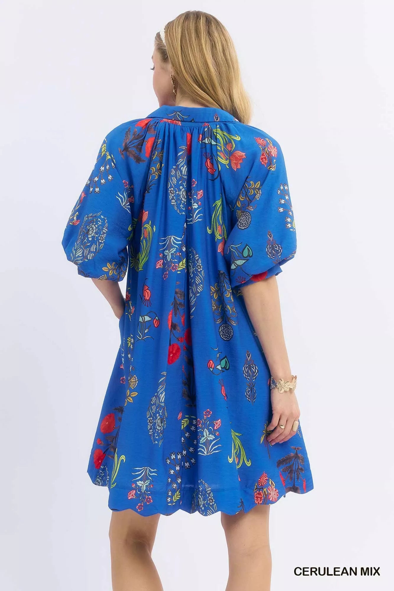 Umgee Floral Encyclopedia Print Mini Dress
