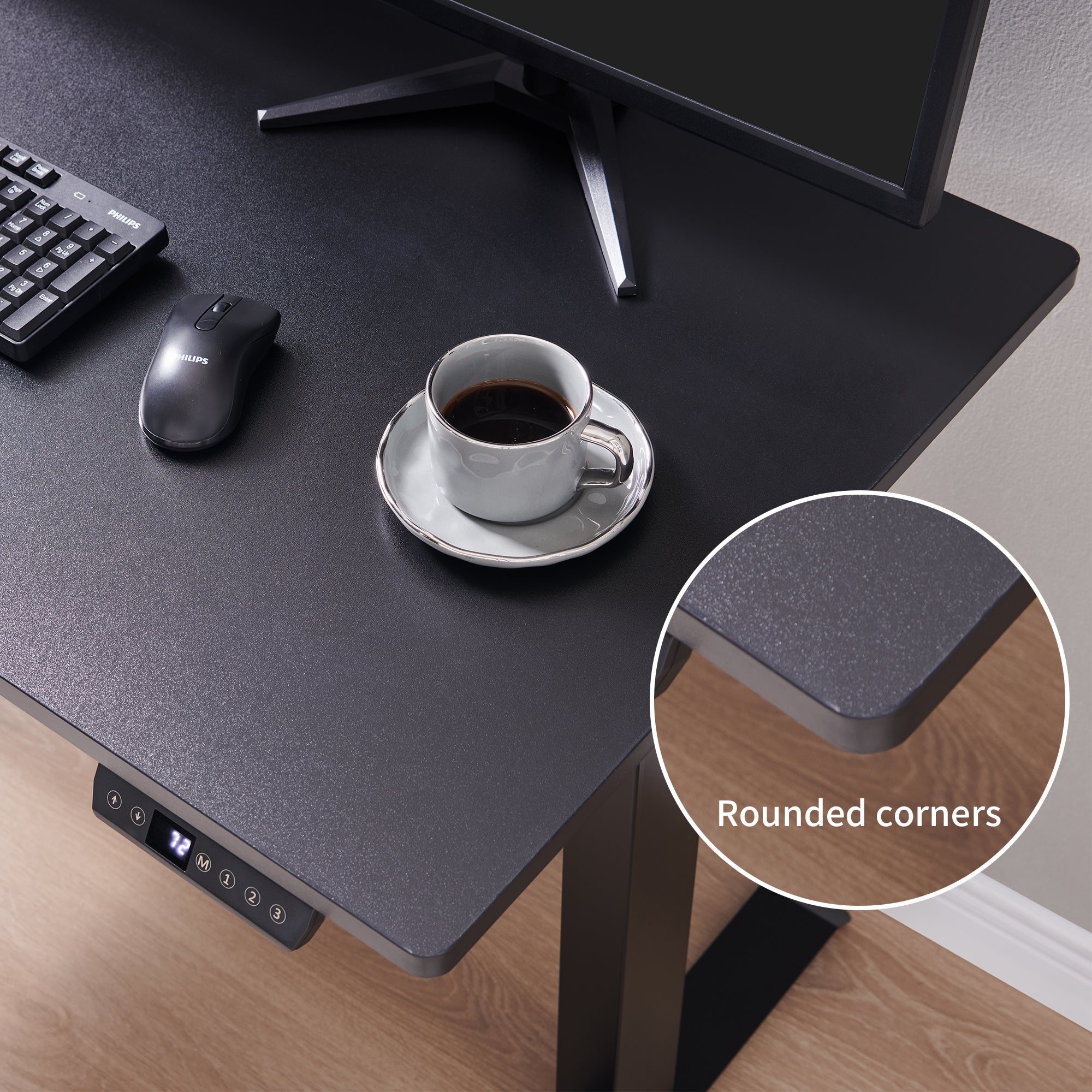 Electric Standing Desk, Adjustable Height Stand up Desk, 24x48 Inches Sit Stand Home Office Desk,Black Frame/Black Top