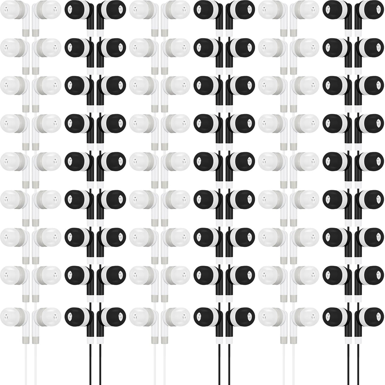 Kigeli 100 Pcs Kids Bulk Earbud Headphones for Classroom Student Wired Headphones in-Ear Earbud 3.5 mm Disposable Earphones Set for Kids Adult Class School Library Laptop (Grey Black)