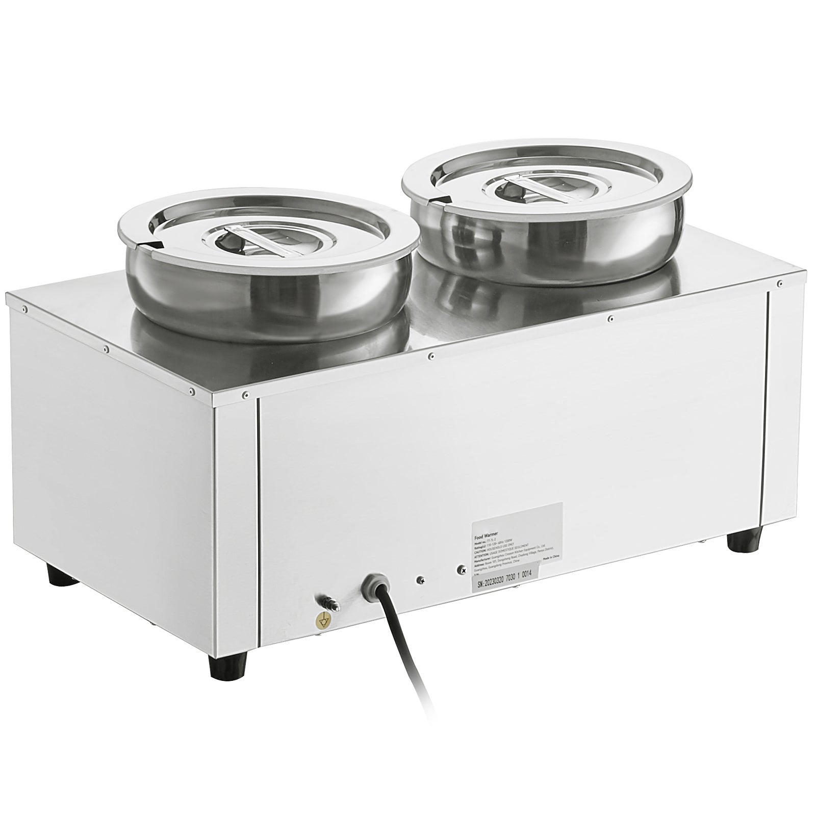 Electric Soup Warmer, Dual 7.4QT Stainless Steel Round Pot 86~185°F Adjustable Temp, 1200W Commercial Bain Marie with Anti-dry Burn and Reset Button, Soup Station for Restaurant, Buffet, Silver