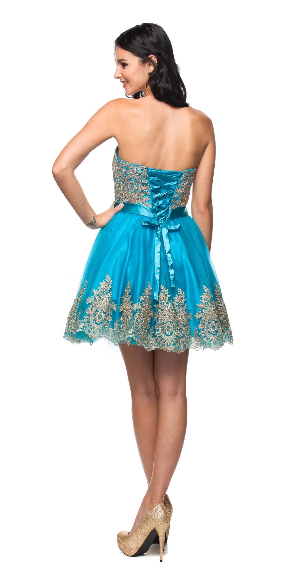 Juliet 759 Short Sweetheart Neckline Strapless Dress with Bow
