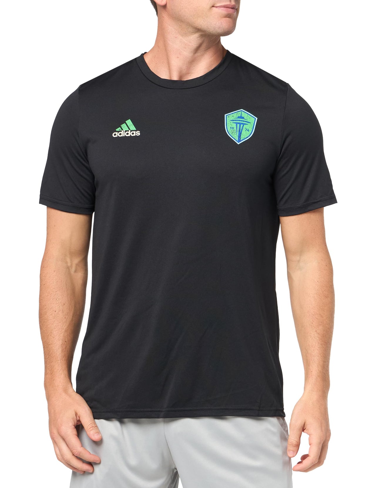 adidas Mens FC Short Sleeve Pre-Game T-Shirt Black/Seattle Sounders 3X-Large