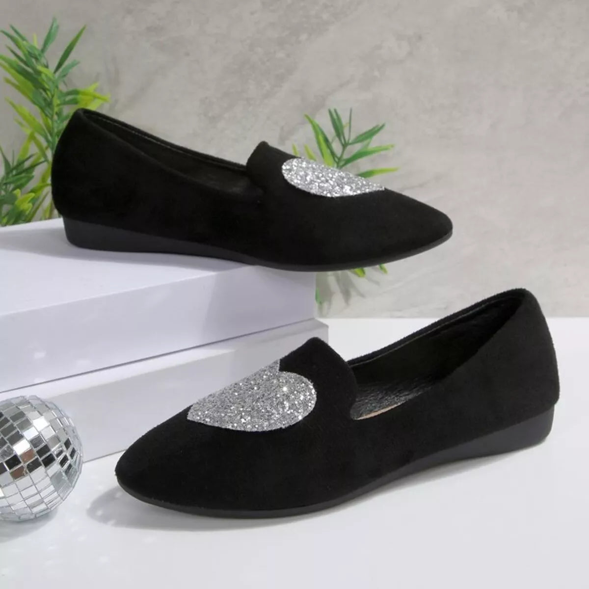 Point Toe Heart Slip-Ons