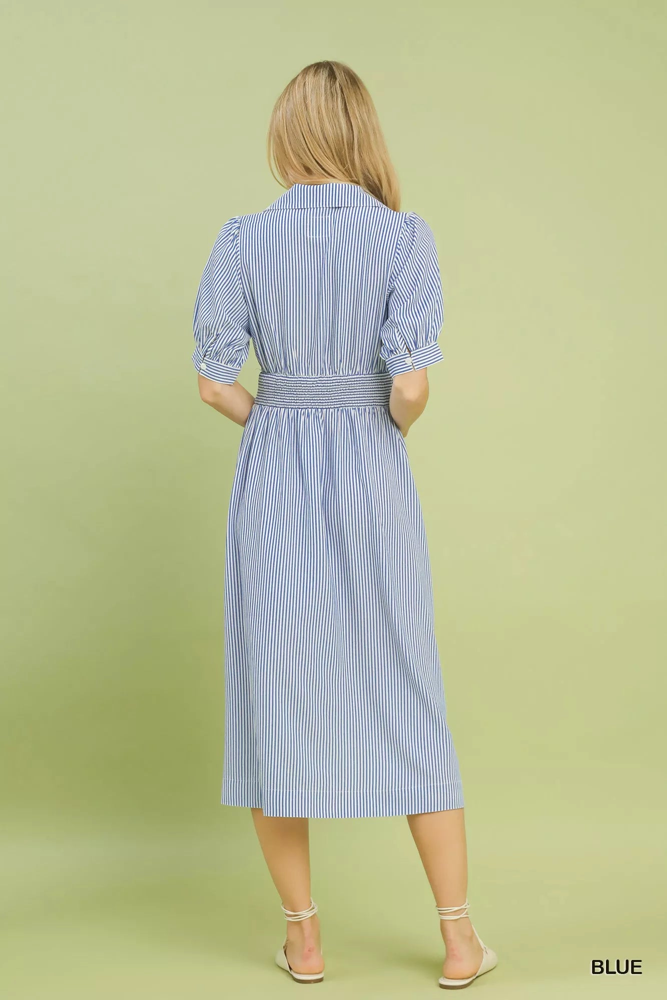 Umgee Striped Midi Dress with Front Zipper