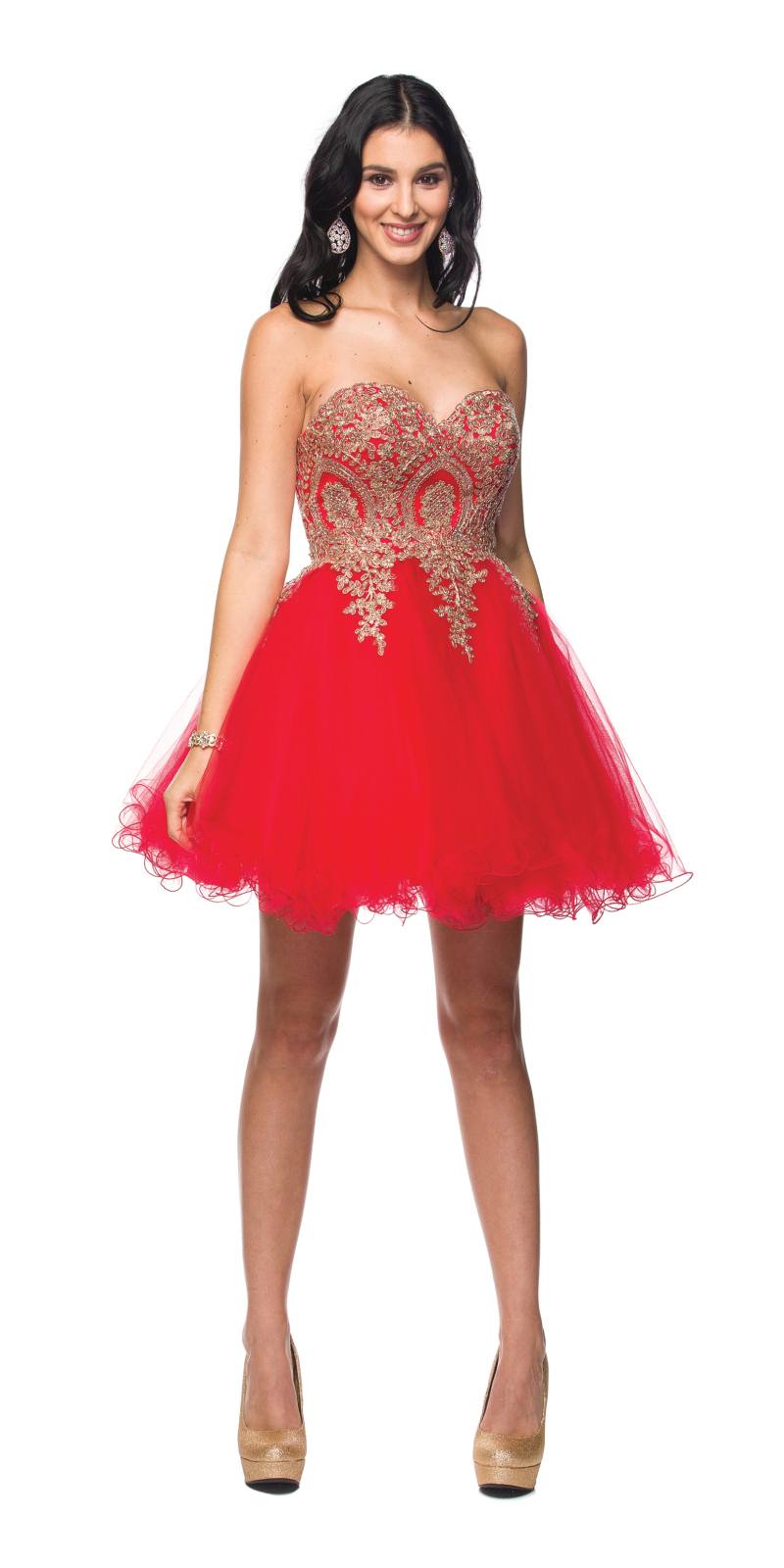 CLEARANCE - Juliet 762 Sweetheart Neckline Poofy Short Dress (Size M)