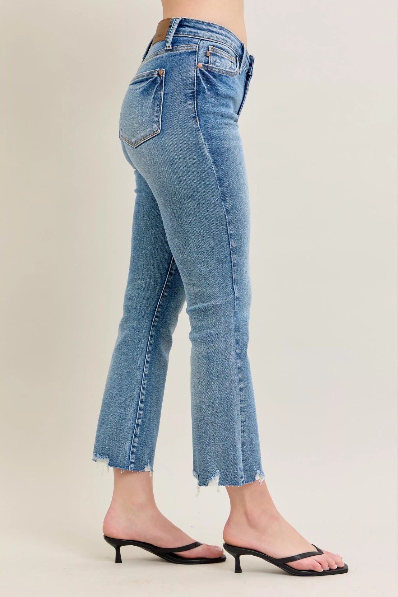 Judy Blue Mr Vintage Wash Destroy Hem Kick Flare Jeans