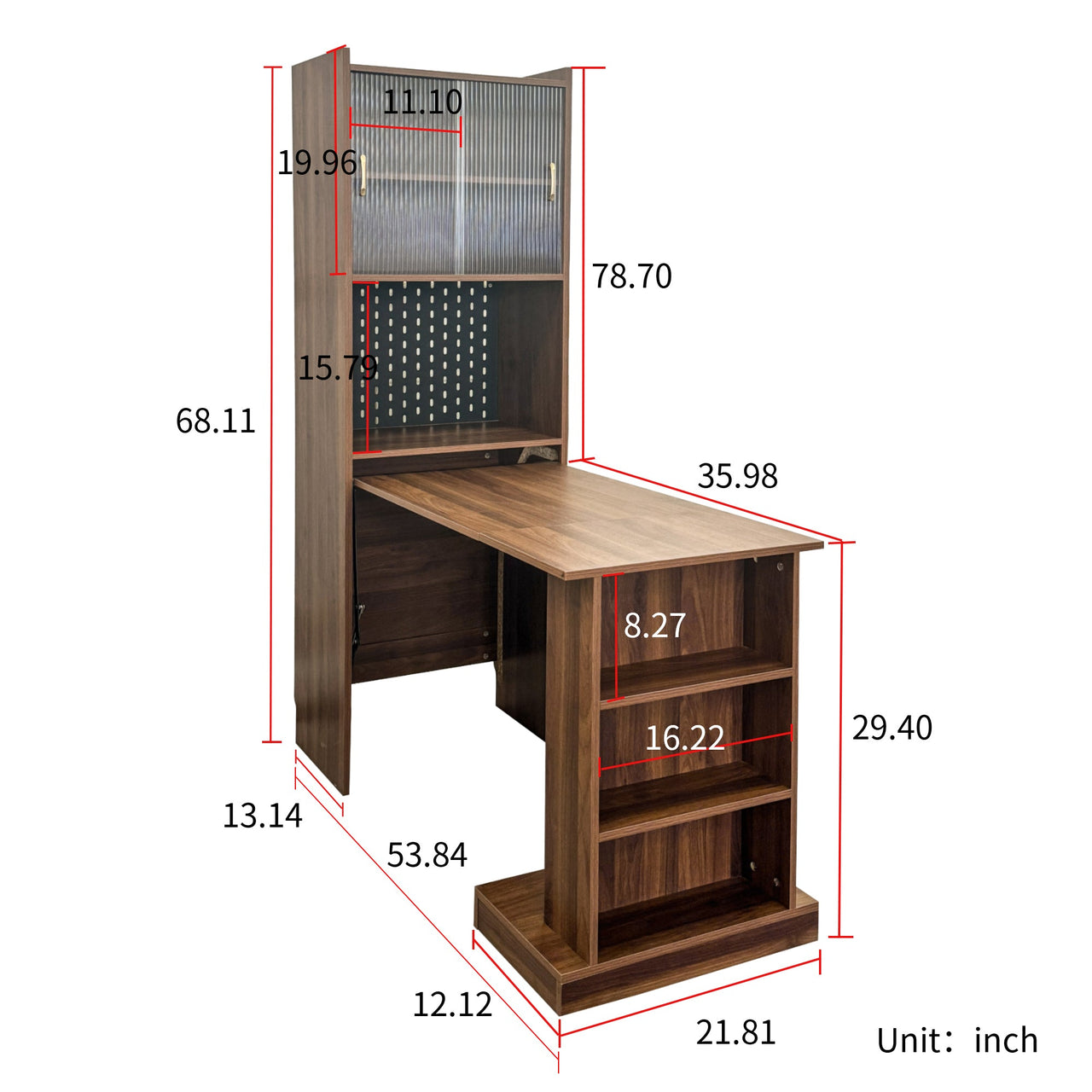 Folding Desk with Storage, Space-Saving Foldable Computer Desk for Small Spaces, Writing Study Table for Home Office, Bedroom, Dorm, Apartment