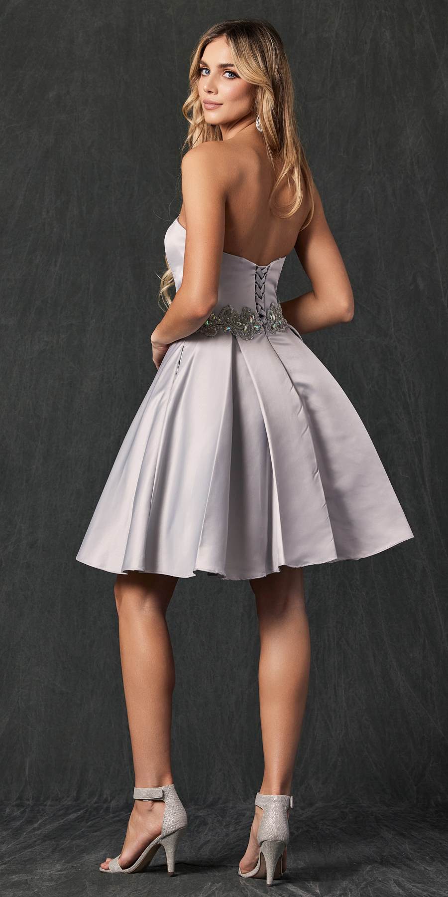 Juliet 769 Embellished Waist Short Dress Strapless