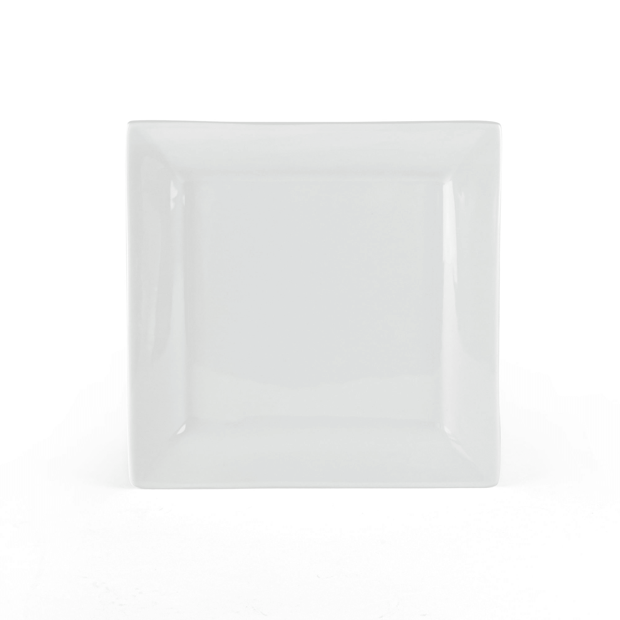 Square Porcelain Dinner Plates, White, Set of 6