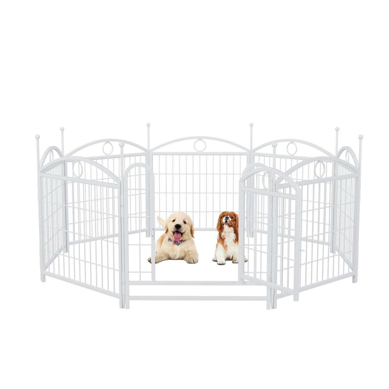 Dog Playpen Indoor 24 inch 8 Panels Metal Dog Pen Pet Dog Fence Outdoor Exercise Pen with Doors, Heavy Duty Dog Fence Puppy Pen for Large Medium Small Dogs Indoor Outdoor Foldable Pet Exercise Pen