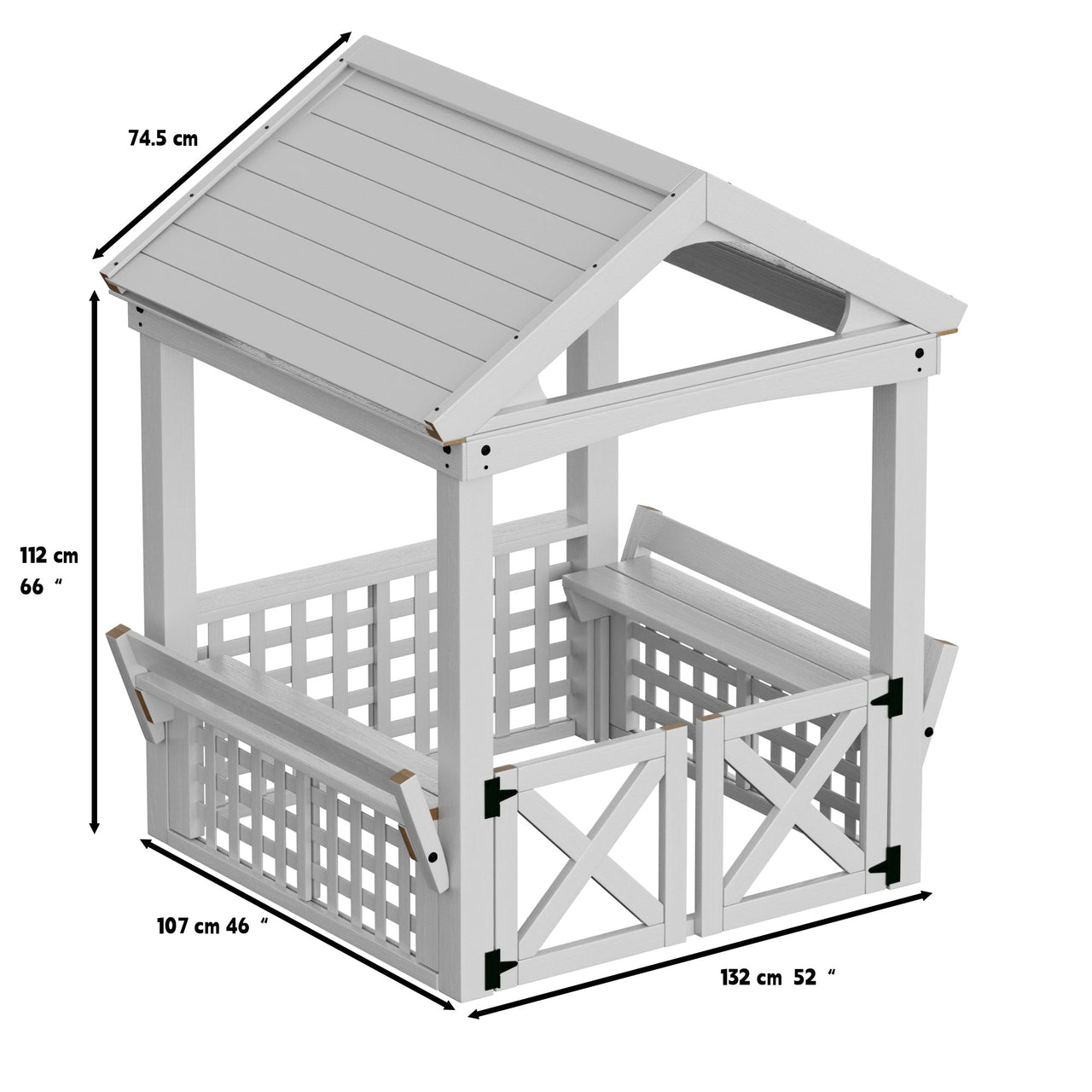 Outdoor Wooden Playhouse with bench and door