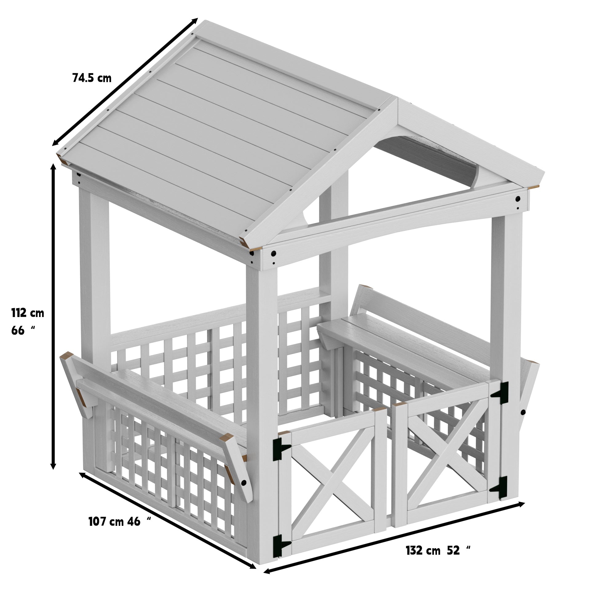 Outdoor Wooden Playhouse with bench and door
