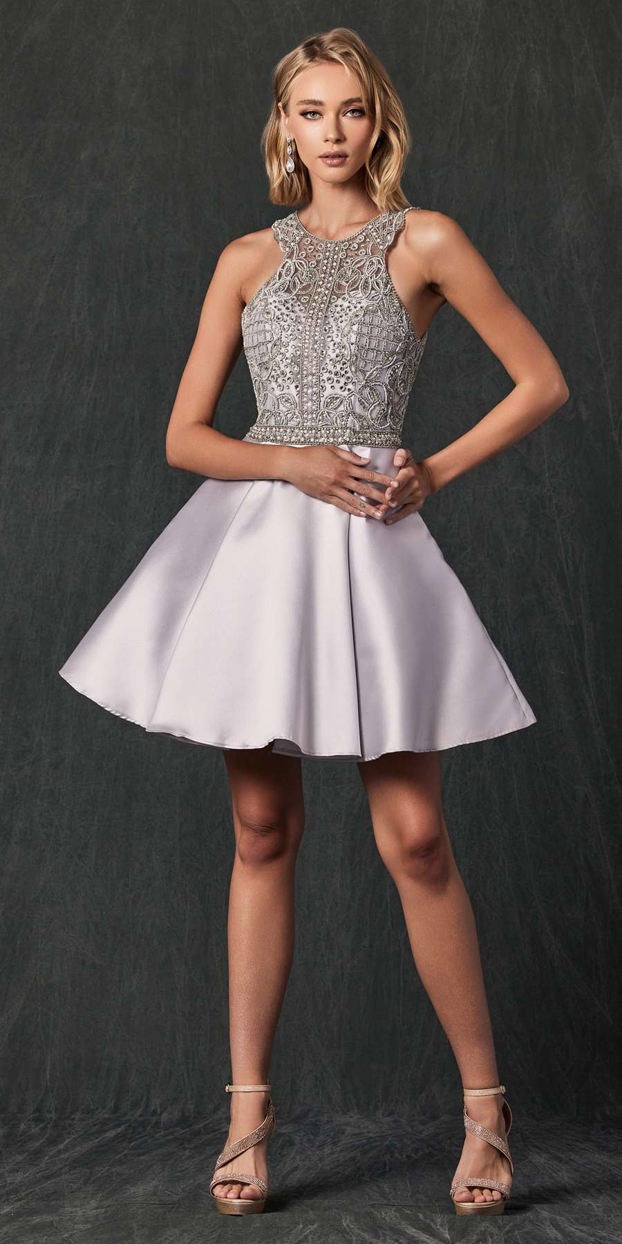 Juliet 779 Embellished Bodice Short Dress Sleeveless
