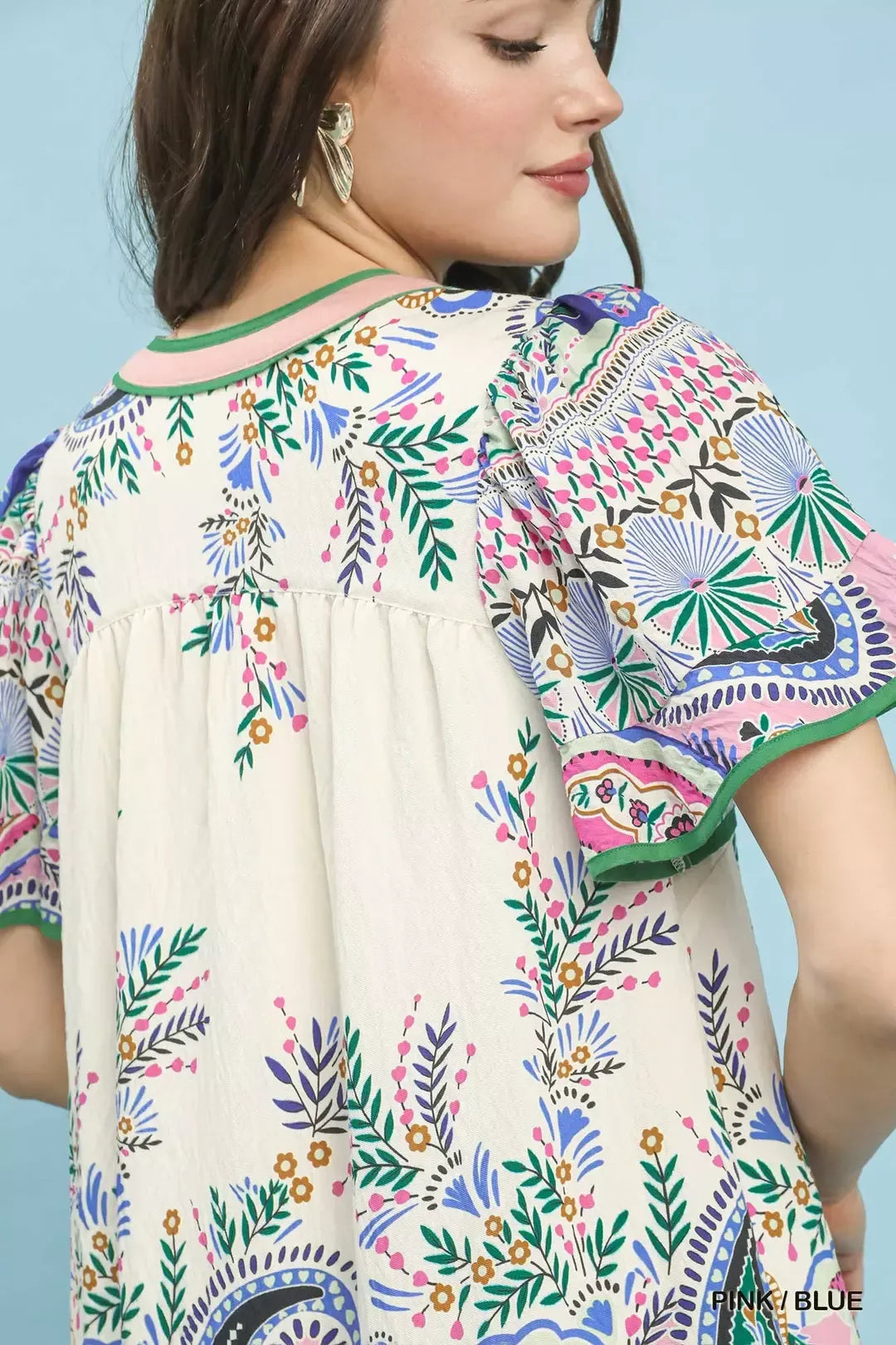 Umgee Paisley Flutter Sleeve Mini Dress