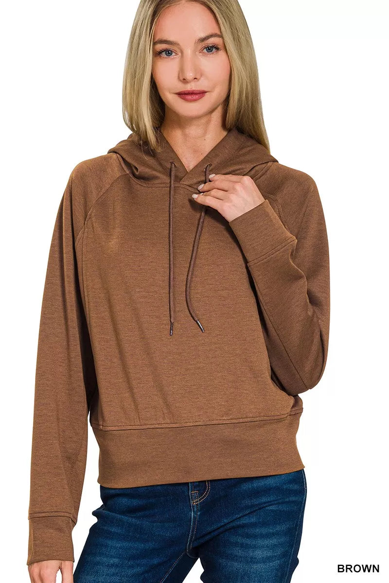 Zenana Drawstring Scuba Hoodie