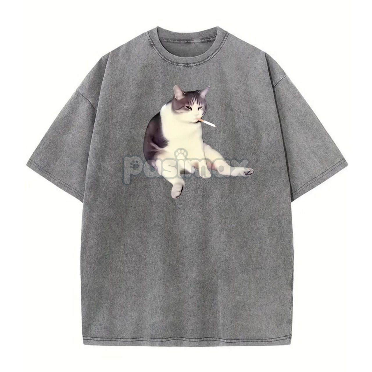 'Cat Smoke' Funny Animal Graphic Tee – Unisex Streetwear Cotton Comfort Shirt, Menswear Womenswear Cool Cat Tee