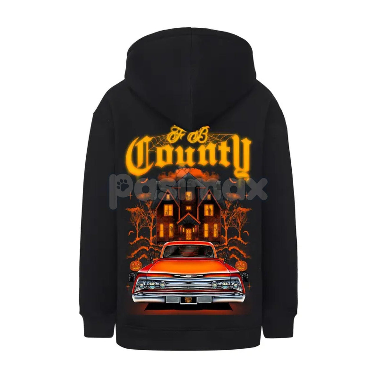 FB County Heavyweight Oversized Halloween Graphic Hoodie – Pullover Streetwear, Unisex Fall Apparel