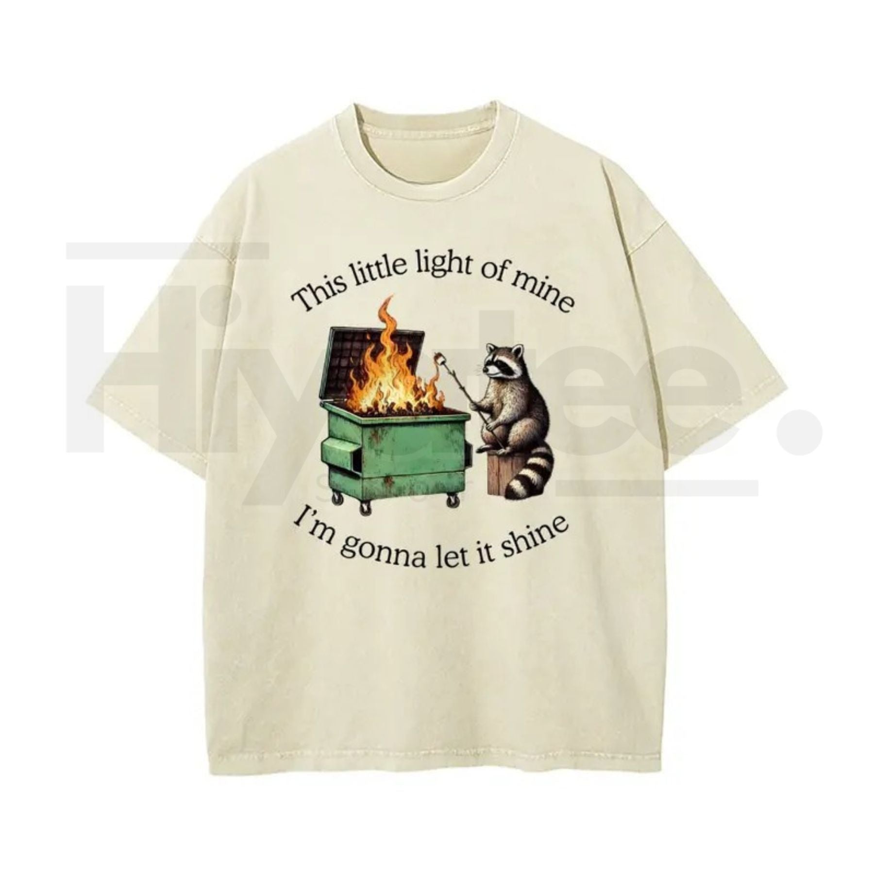 Raccoon “Let It Shine” Vintage Washed T-Shirt – Oversized Batik Cotton Inspirational Graphic Tee