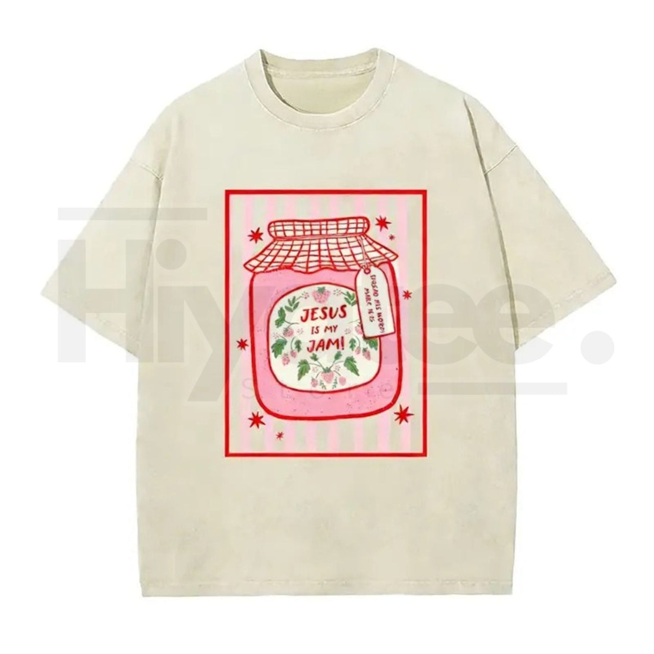 Jesus Is My Jam Vintage Washed T-Shirt – Christian Strawberry Graphic Cotton Tee