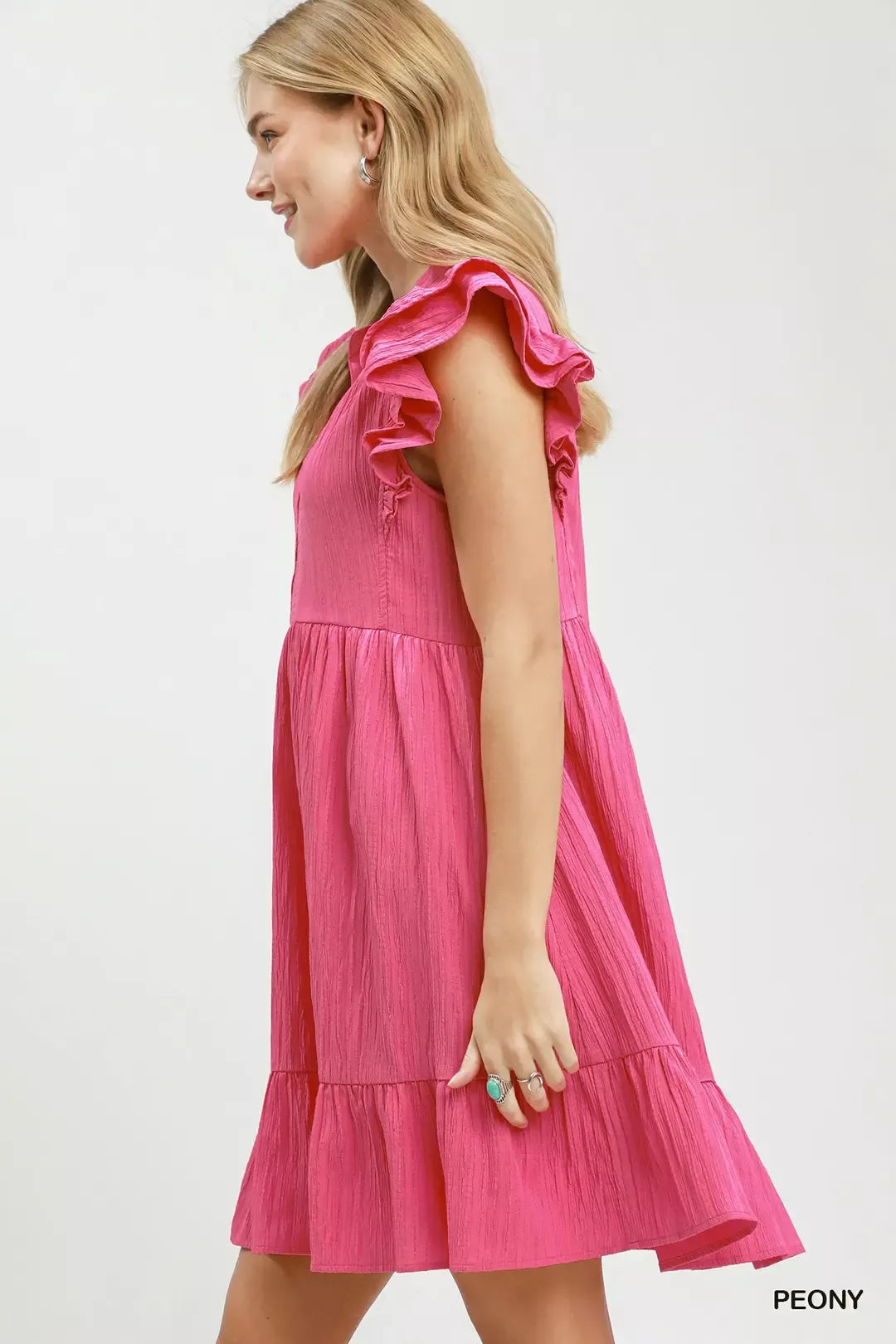 Umgee Ruffle Sleeve Babydoll Dress