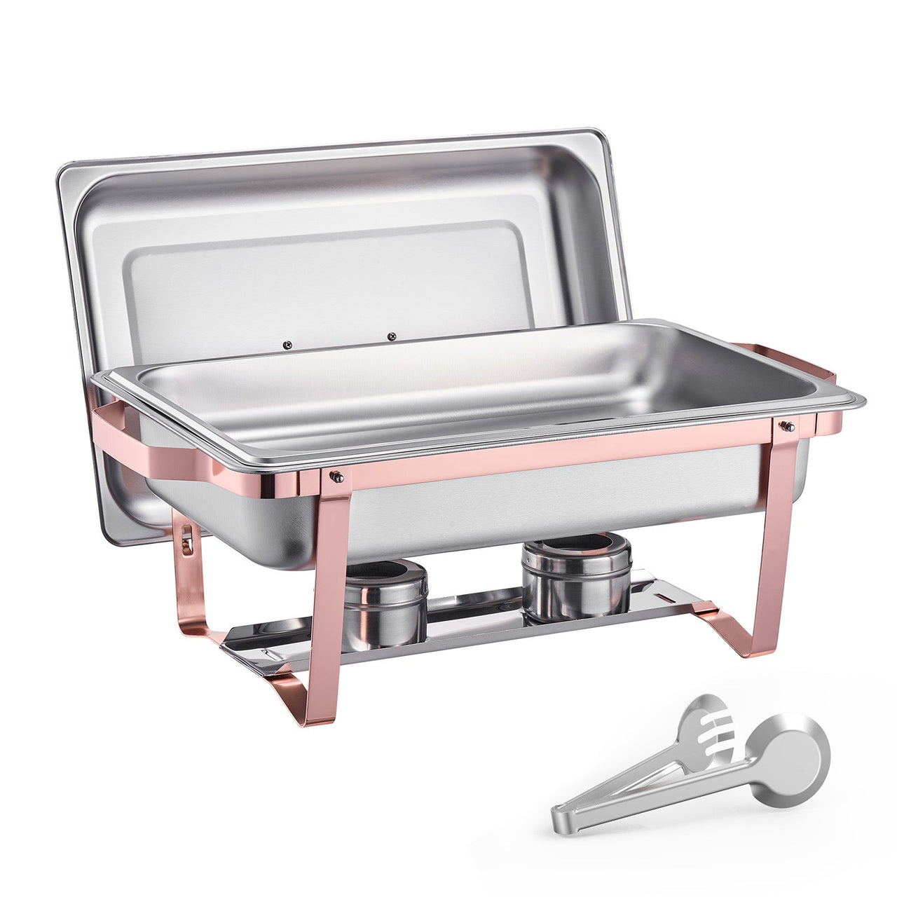 8 Qt 2 Pack Rectangle Chafing Dish Buffet Set Full Size Pan Stainless Steel