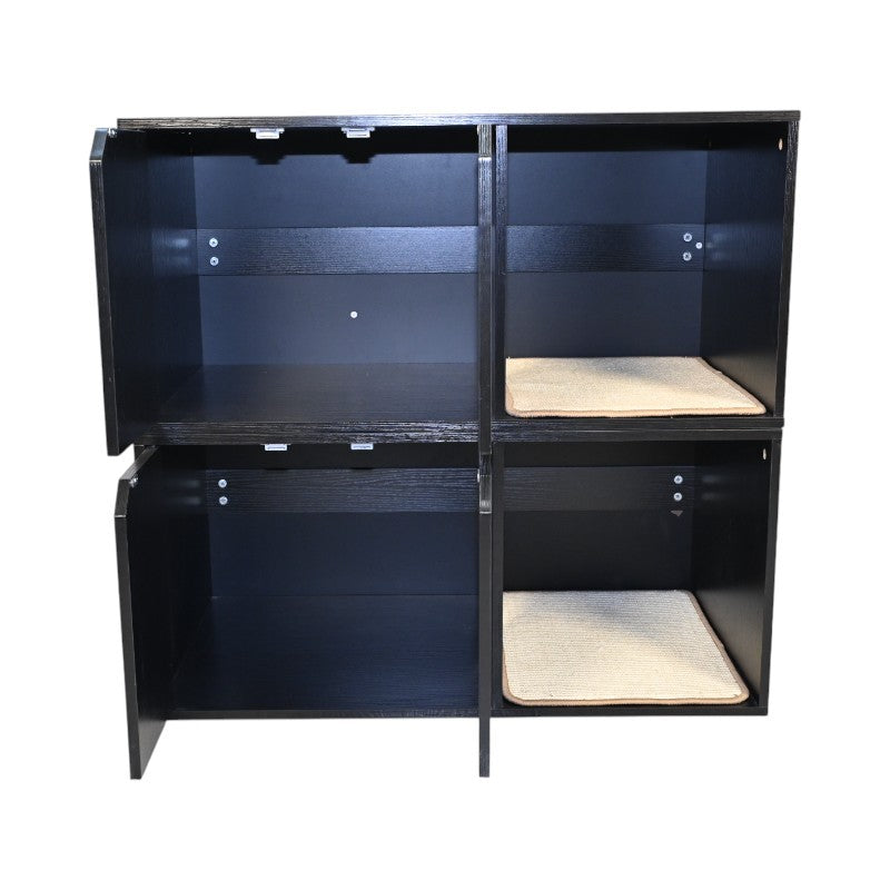 35.83' Cat Litter Box Enclosure Hidden Furniture (Scratch Pad Included), Modern Black Cat House with Corrugated Cardboard Scratching Pad - 35.83' x 20.47' x 17.05', 52 lbs