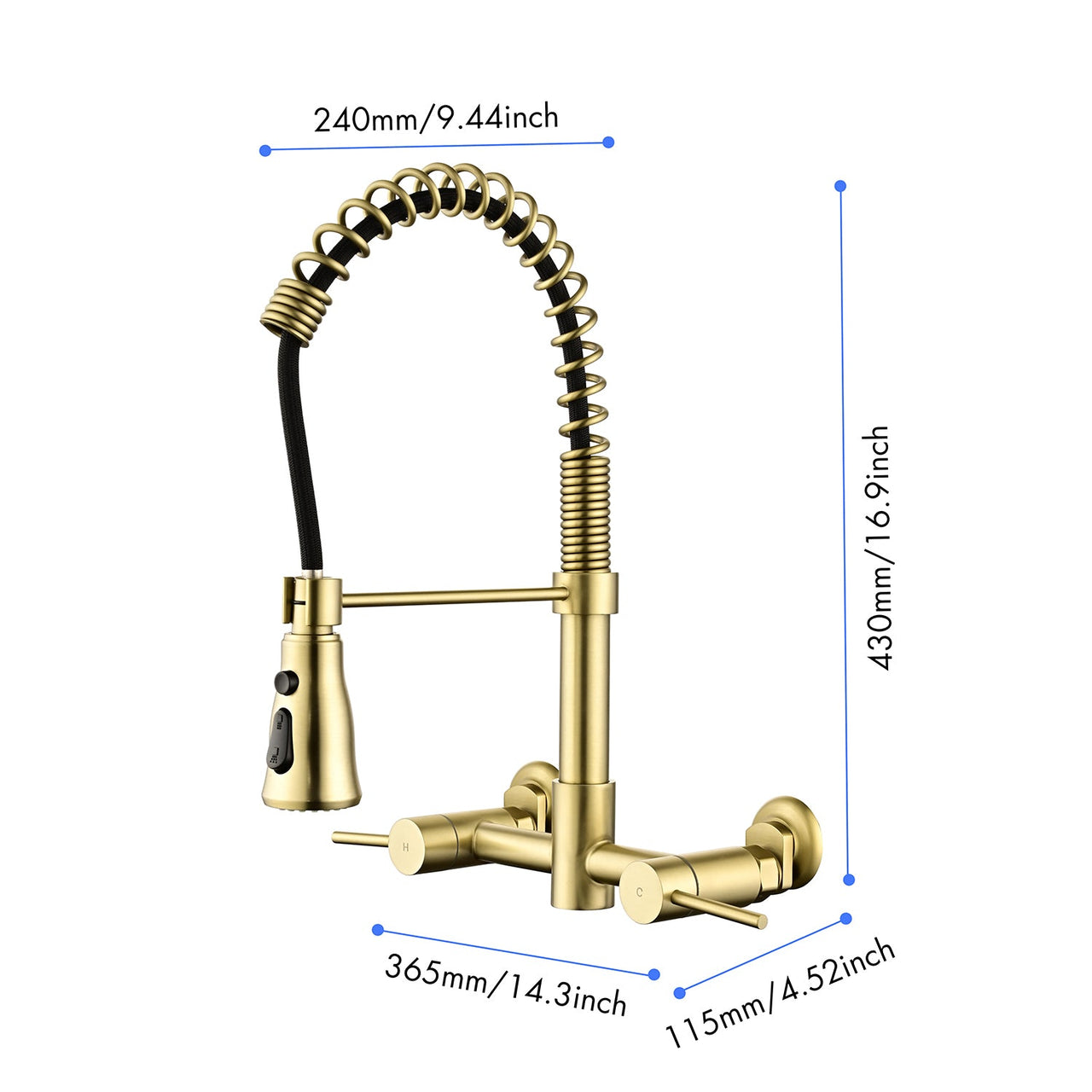 3 Functions Wall Mounted Bridge Kitchen Faucet