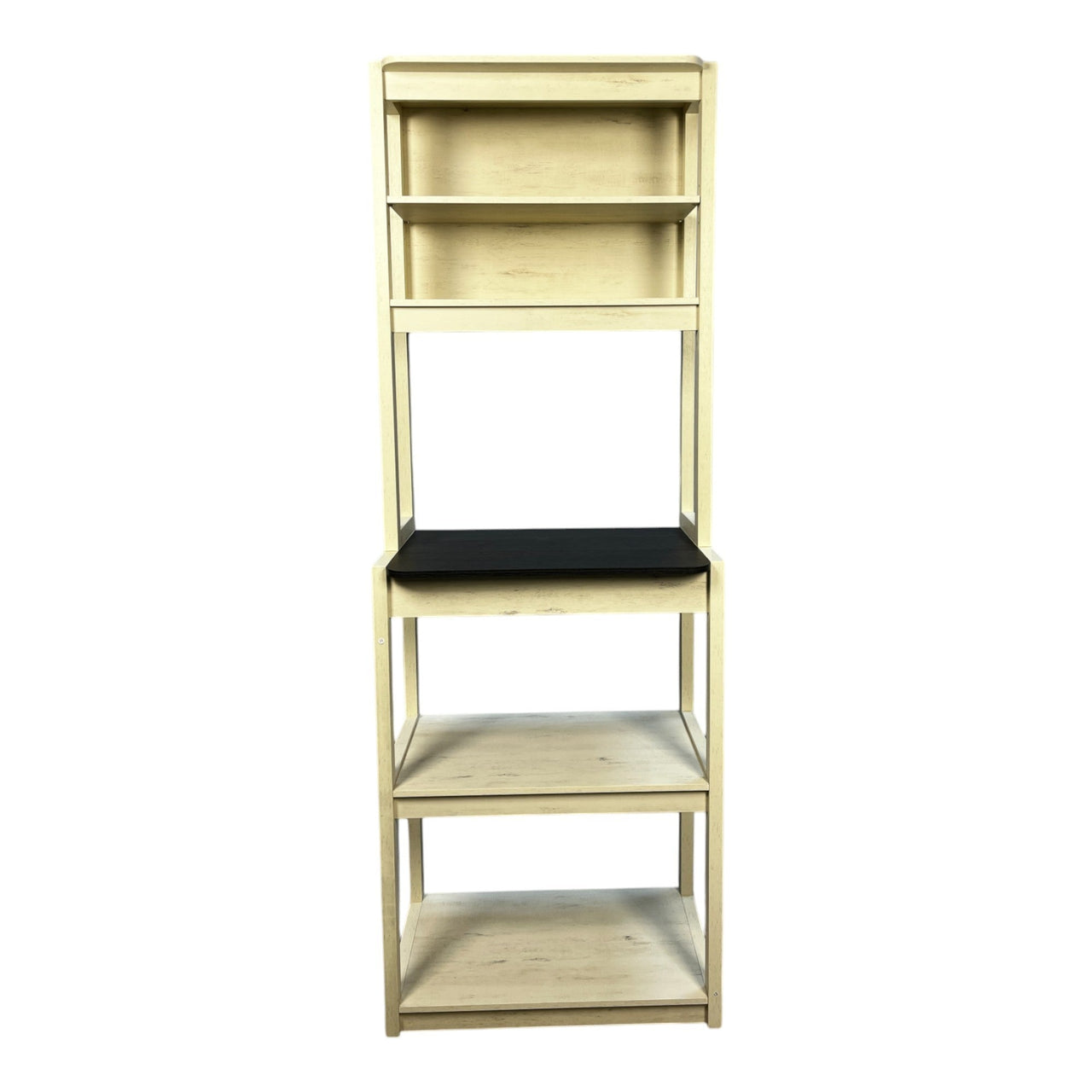 23.62' White and Black color Bakers Rack for Kitchen with Storage, Coffee Bar, 5-Tier Kitchen Shelves, Microwave Stand