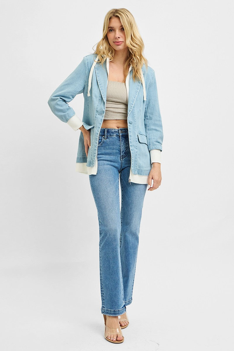 RISEN One Button Blazer with Hoodie Jacket