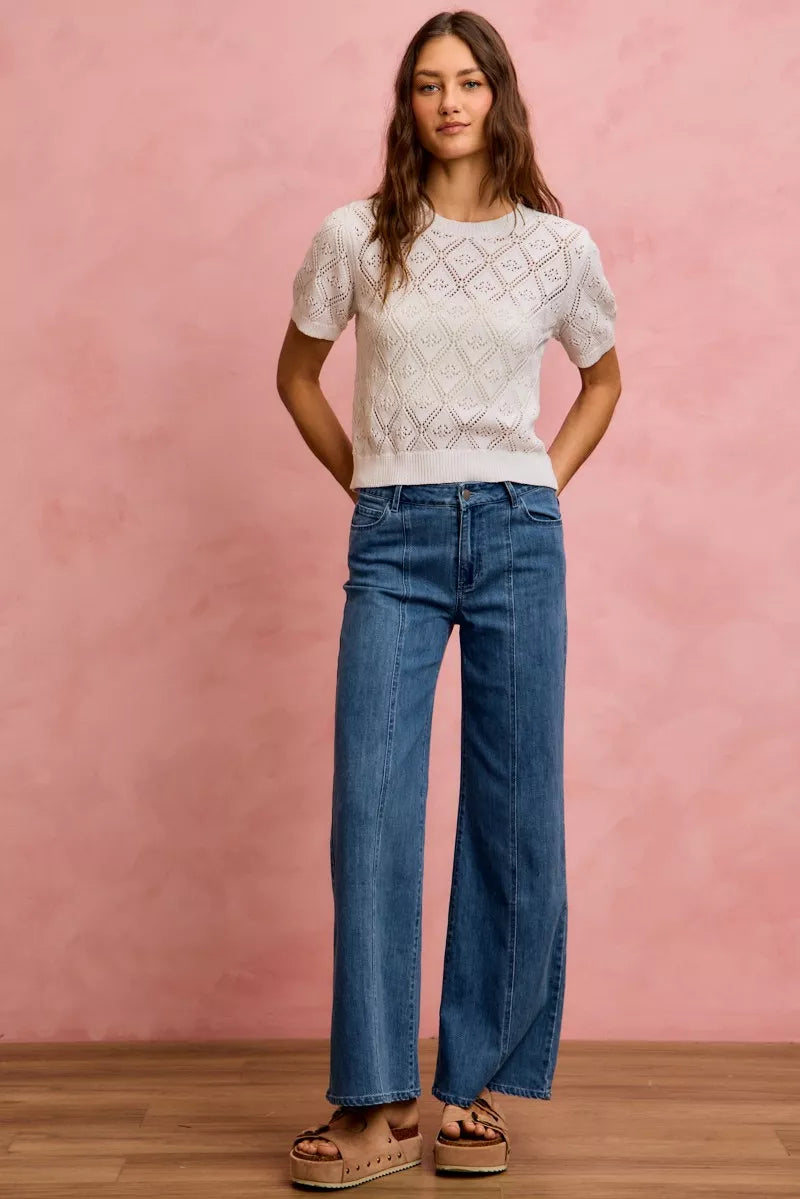 SO ME Seam Detail Mid Rise Stretch Denim Jeans