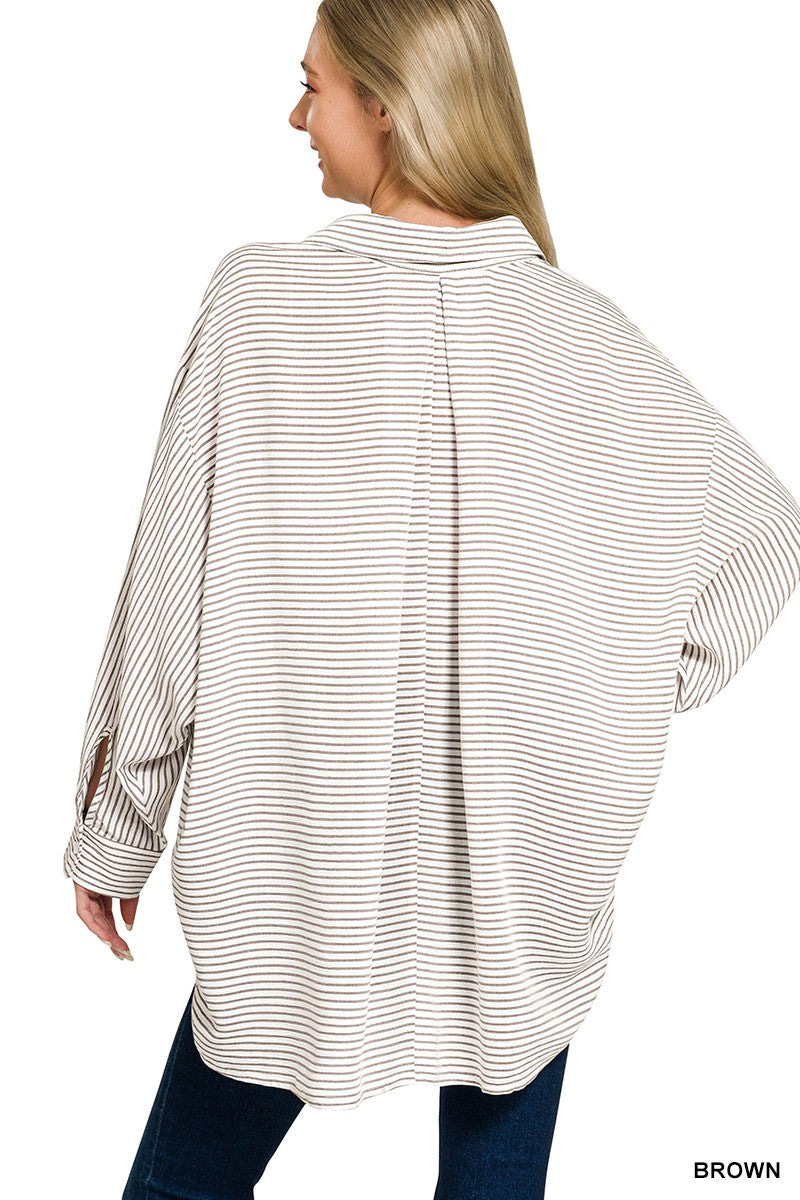 Woven Stripe Button Down Shirt