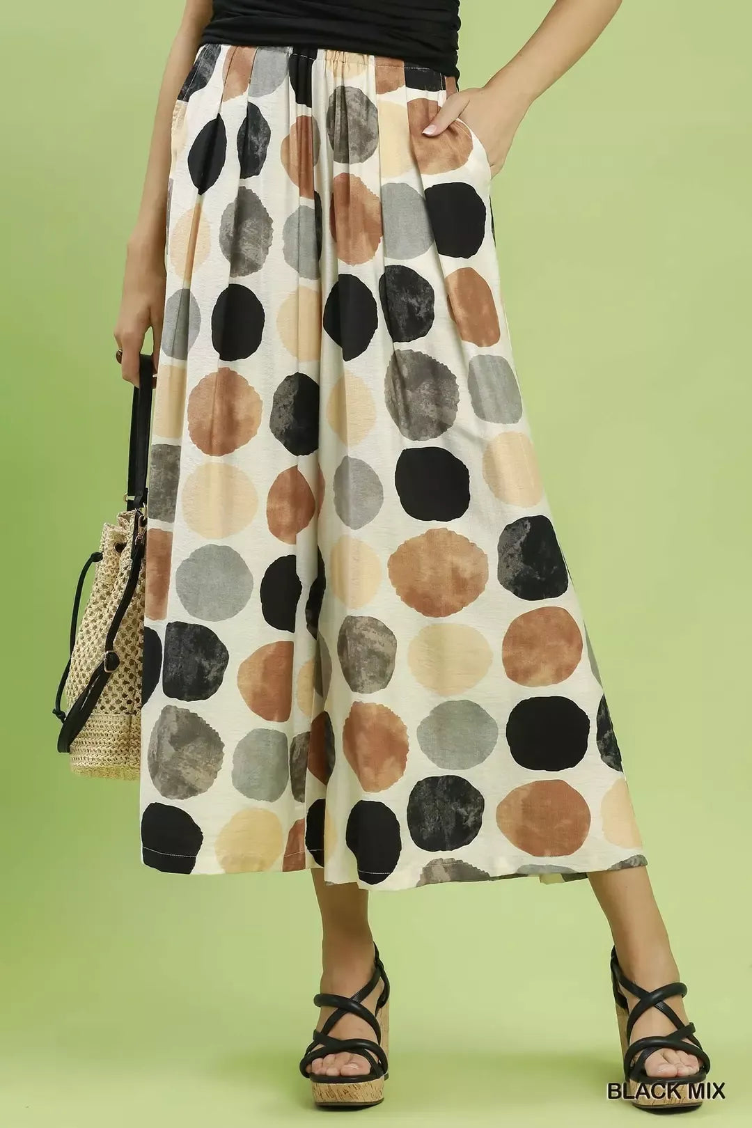 Umgee Dot Print Wide Leg Pants