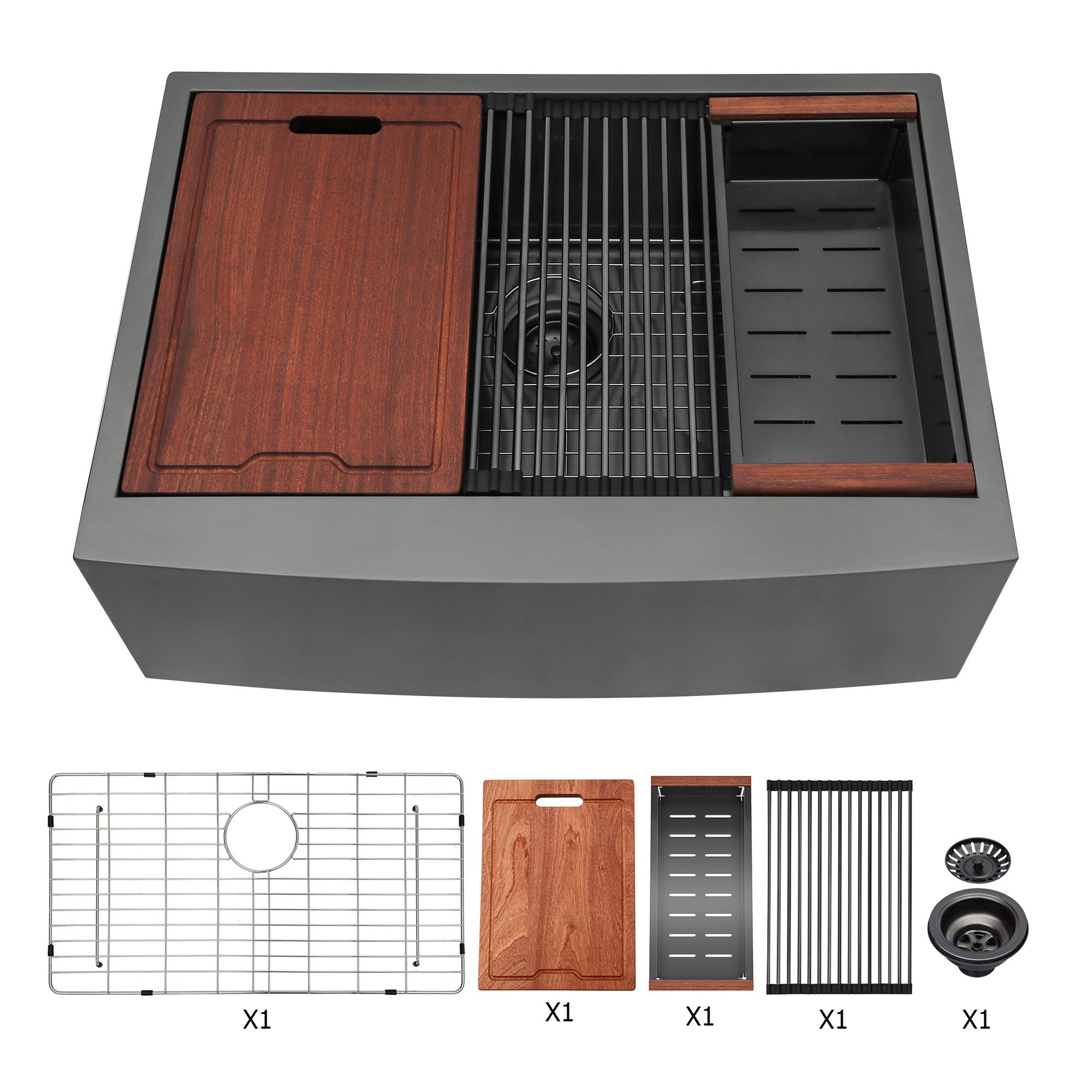 33x22x10'Farmhouse Apron Single Bowl Stainless Steel Kitchen Sink with Workstation