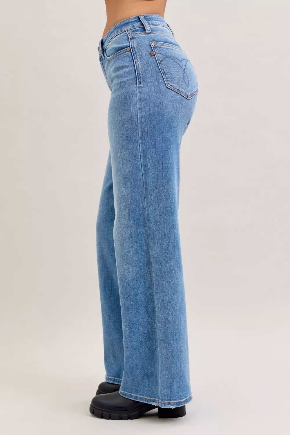 Judy Blue Mid Rise Retro Wide Leg Jeans