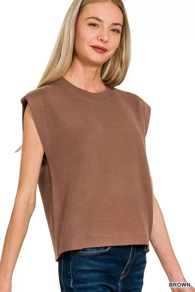 Zenana Round Neck Viscose Sweater Vest